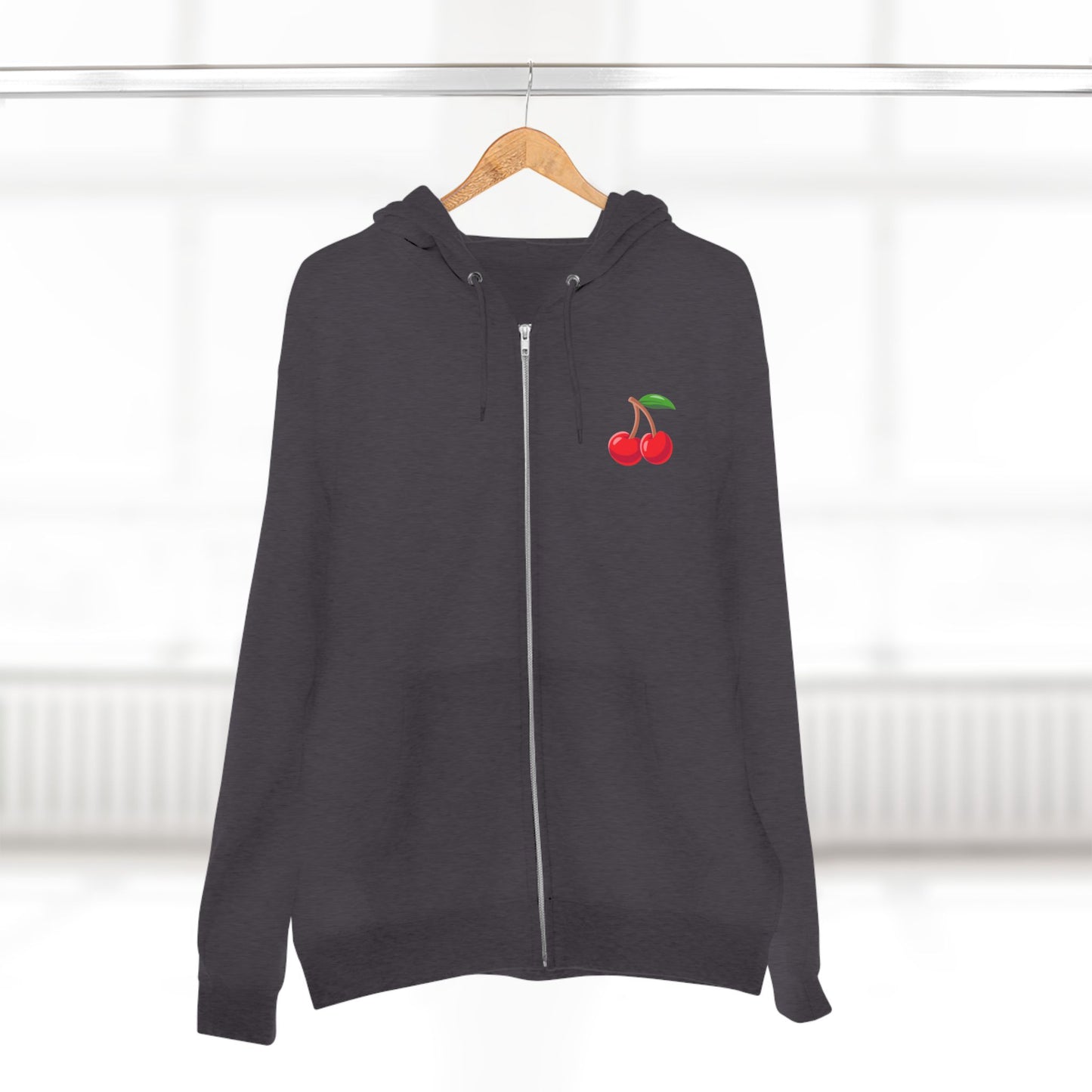 Grey/Charcoal Zipup Hoodie, Cherry Chest