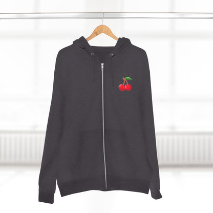 Grey/Charcoal Zipup Hoodie, Cherry Chest