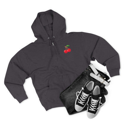 Grey/Charcoal Zipup Hoodie, Cherry Chest