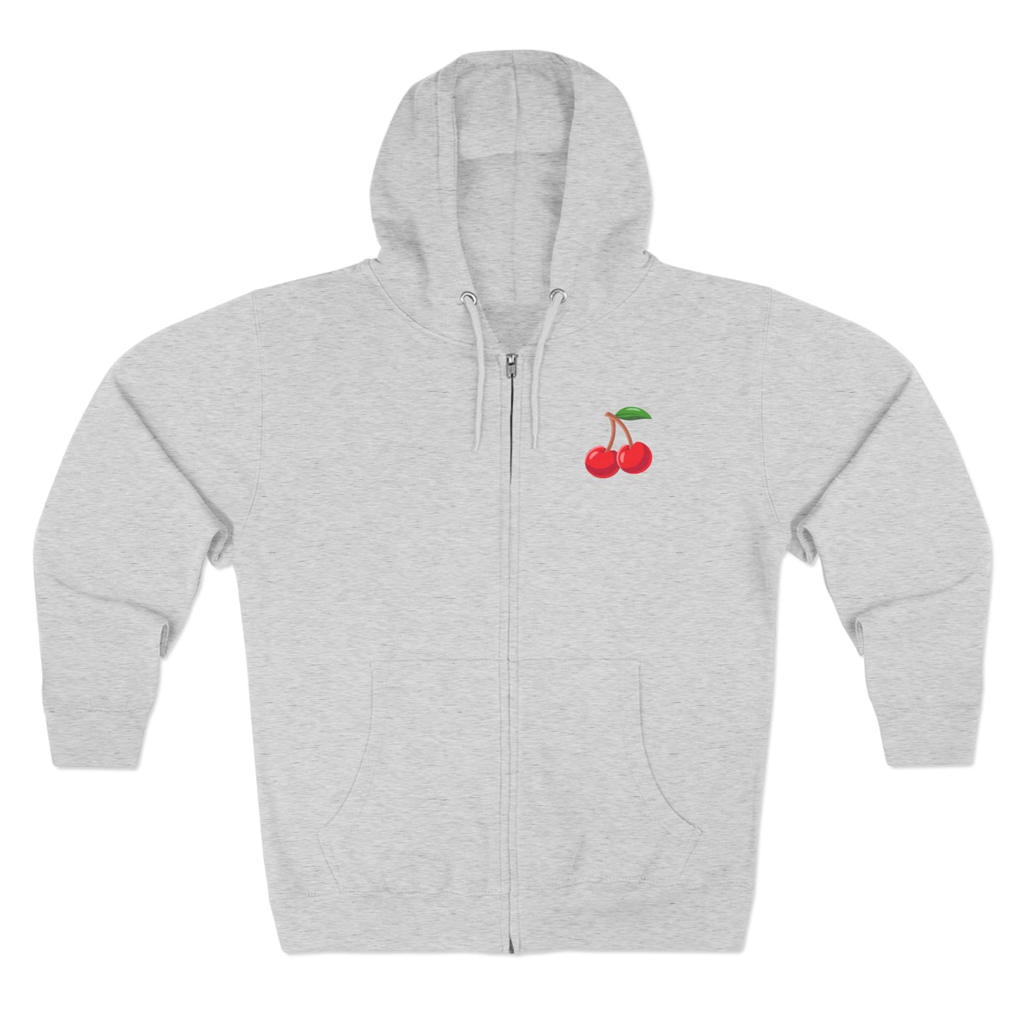Grey/Charcoal Zipup Hoodie, Cherry Chest