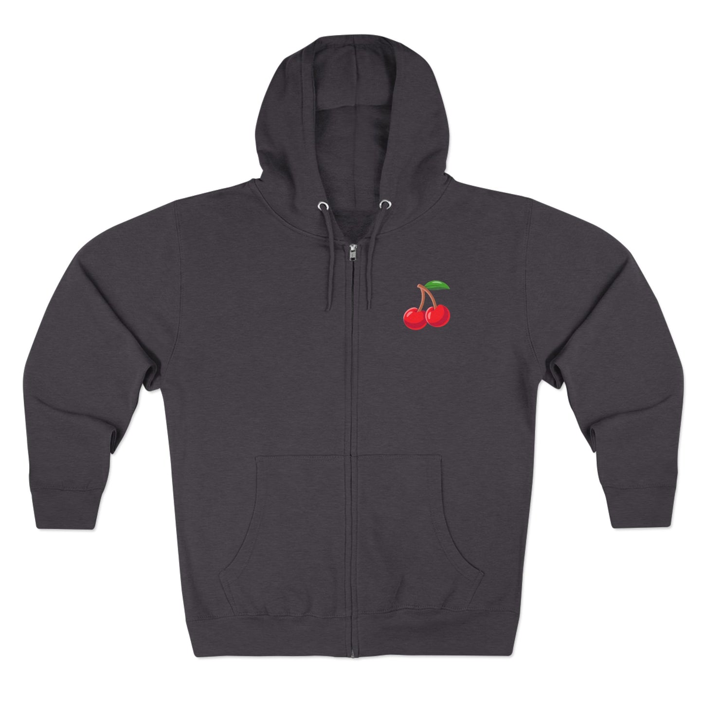Grey/Charcoal Zipup Hoodie, Cherry Chest