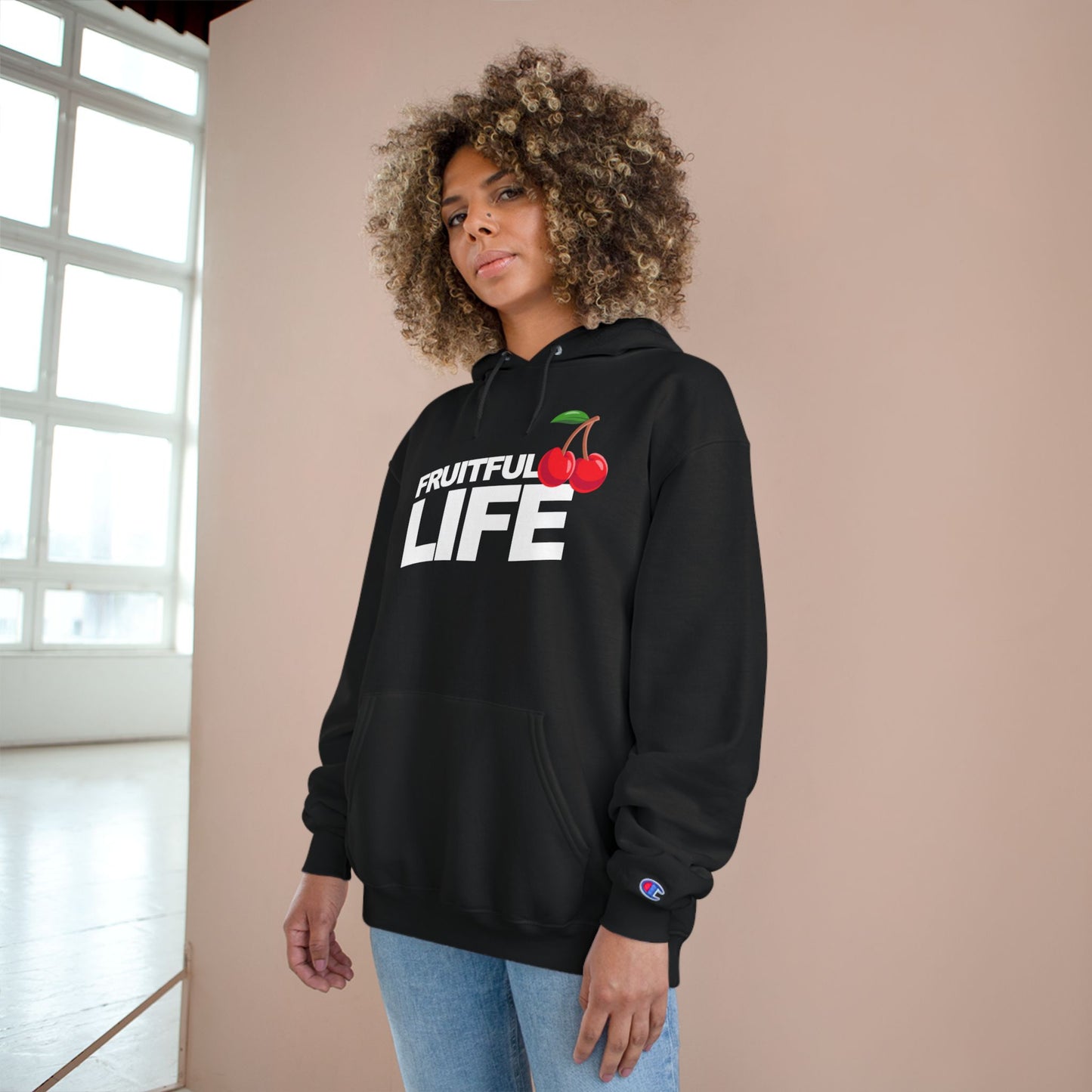 Black Hoodie- Fruitful Life Cherry