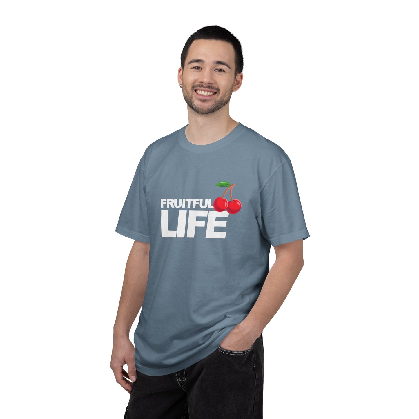 Cherry Chest Pocket T-Shirt — Minimal Fruit Graphic Tee