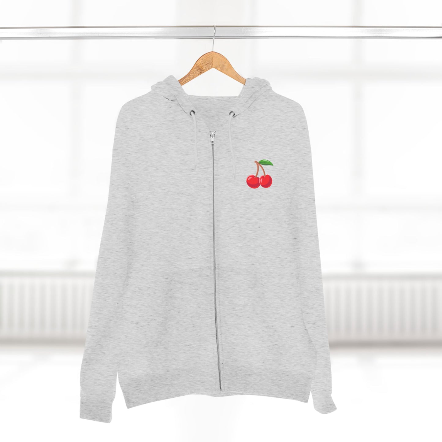 Grey/Charcoal Zipup Hoodie, Cherry Chest